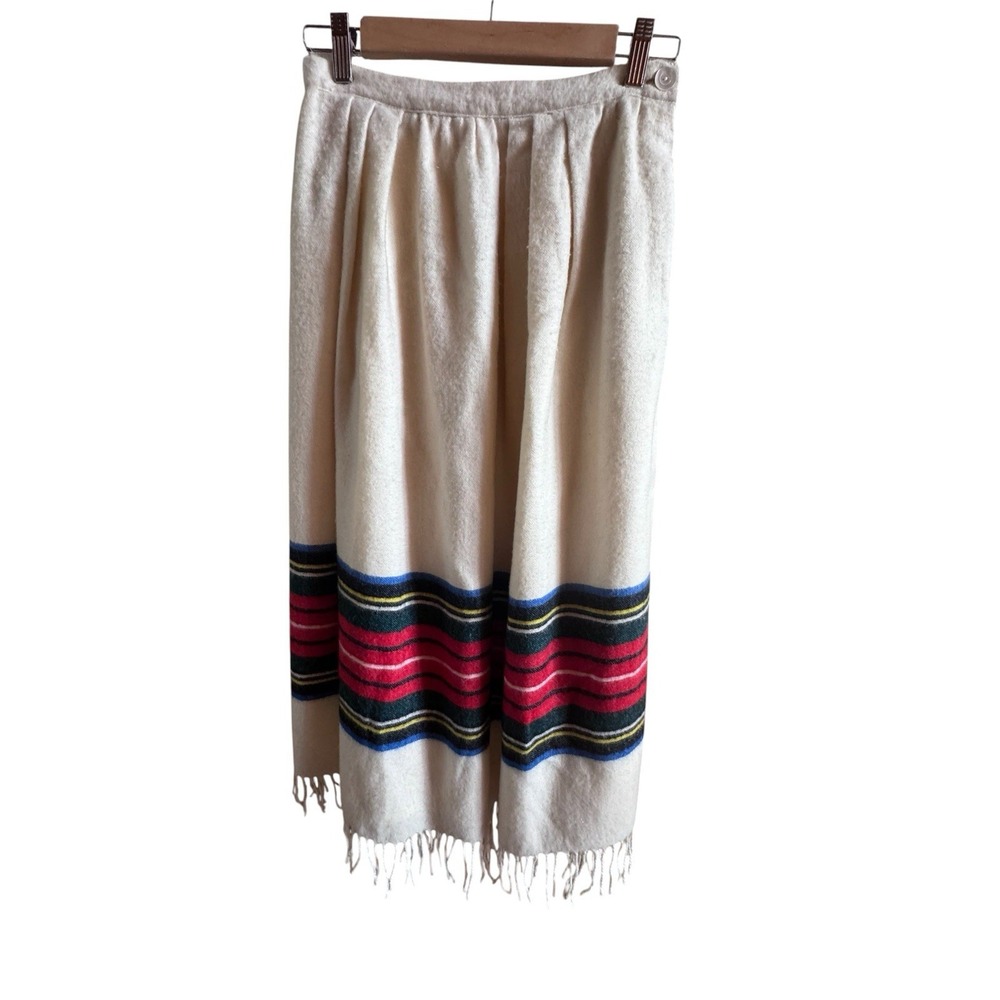 Vintage Cullinane Cashmere Wool Blend Ivory Midi Skirt XS *No Size Tag Colorful